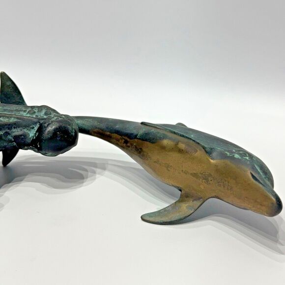 Vintage SPI San Pacific Int'l Bronze Dolphin Statue Sculpture 7.5 Inch Tall (B1) - Picture 10 of 11